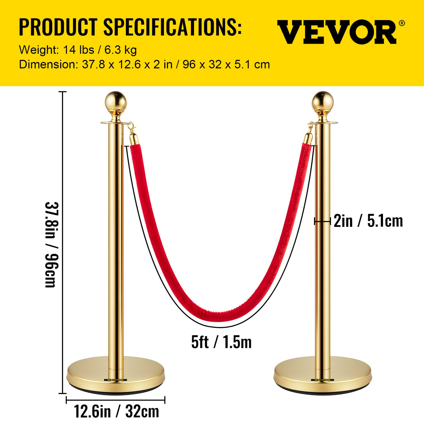 38 Inch Stanchion Posts Queue