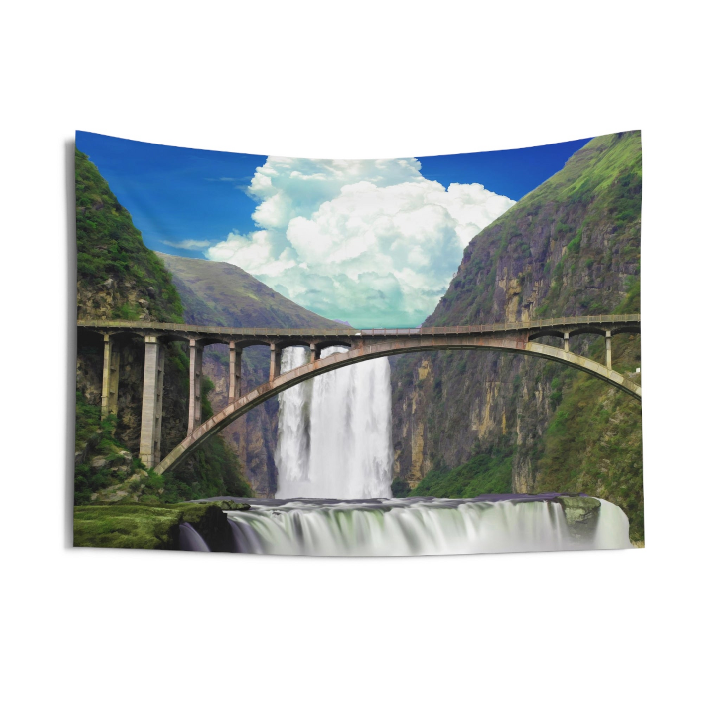 Waterfall over Bridge Tapestry