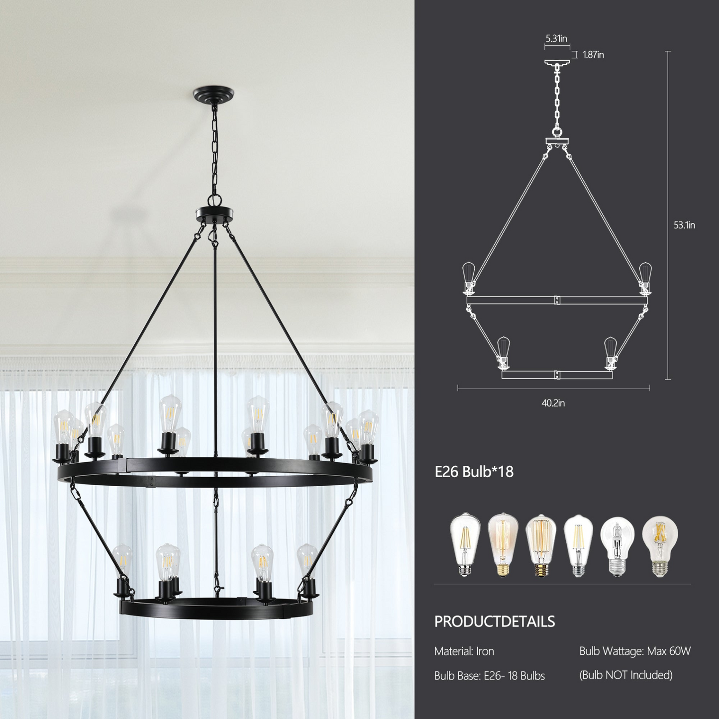 (NEW SKU:W1340P206659) Retro style chandelier