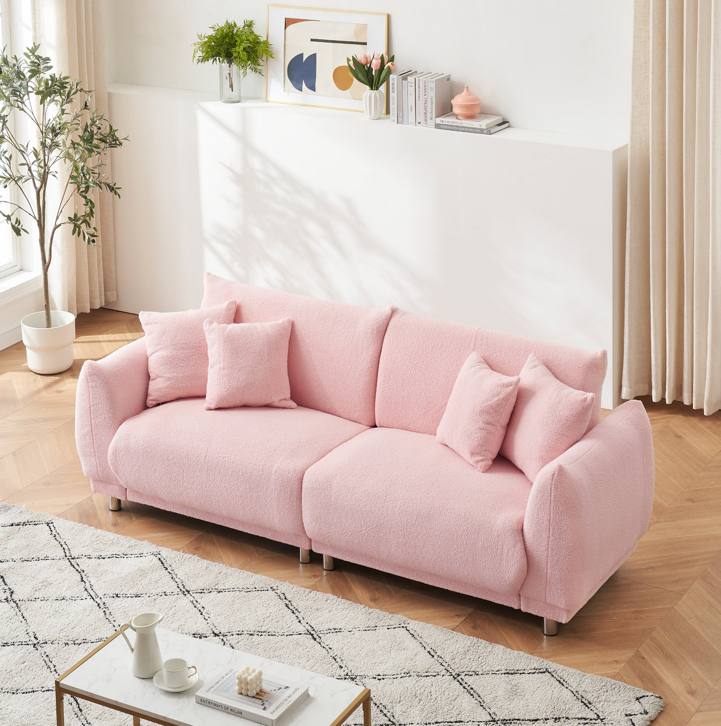 teddy pink sofa