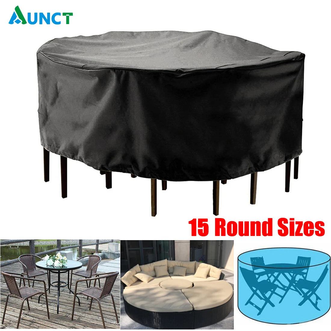 15 Sizes Outdoor Garden Furniture Cover Round Table Chair Set Waterproof Oxford Wicker Sofa Protect Patio Rain Snow Dust Covers