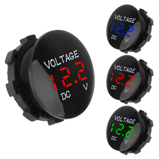 24V 12V Motorcycle Voltmeter Safety Warning Monitor Tester LED Digatal Voltage Meter Vehicle Truck Car Accessories Universal