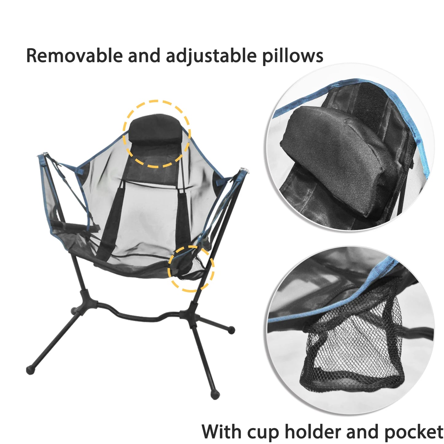 2021 new style aluminium swinging rocking camp reclining chairs for sale