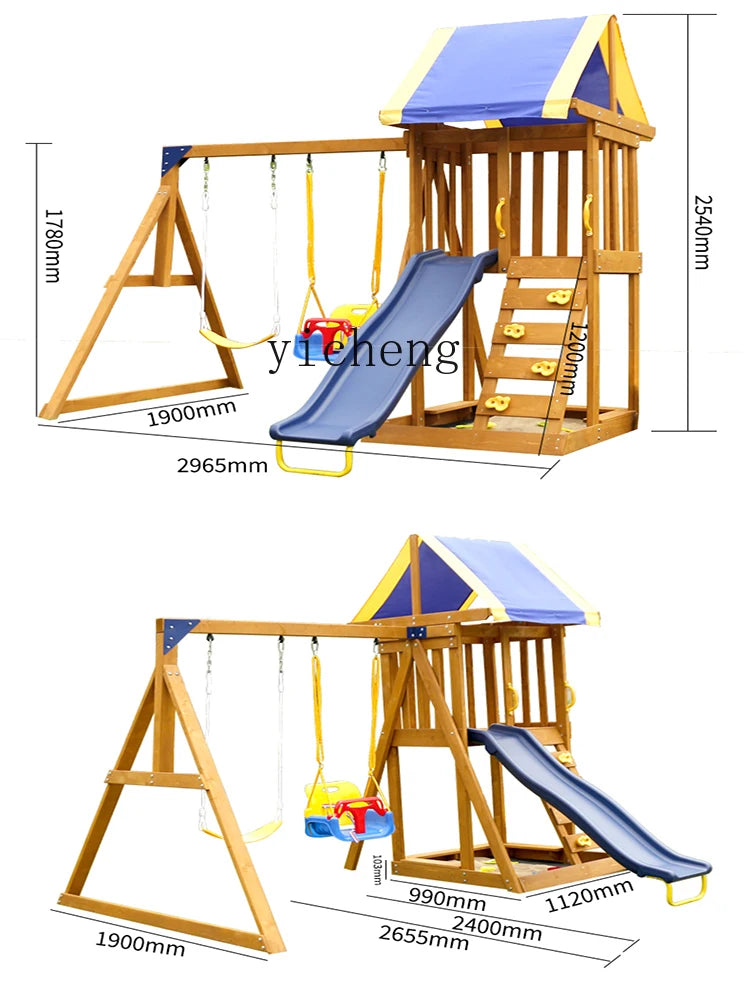 ZC Children's Outdoor Amusement Equipment Wooden Slide Swing Outdoor Park Slide