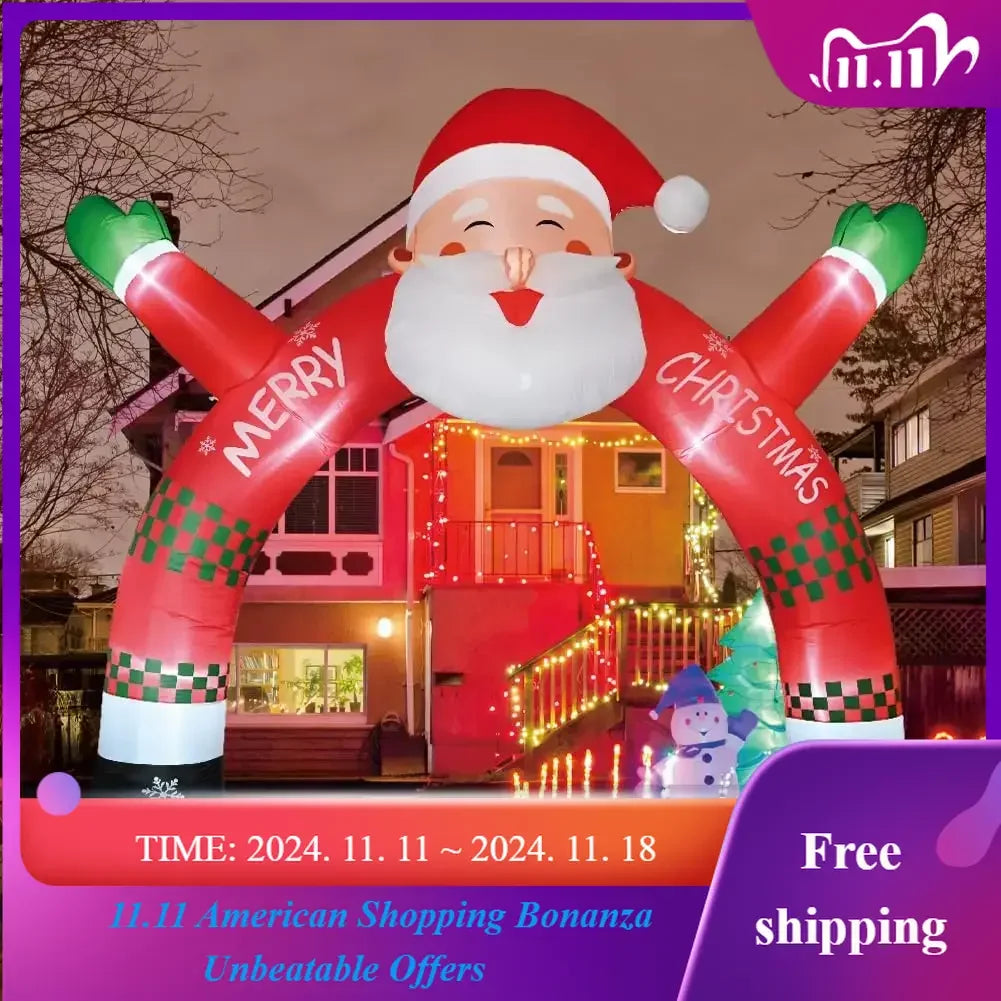 11 FT Christmas Inflatable Archway Decorations, Christmas Inflatable Santa Claus Arch Blow Up Yard Decorations