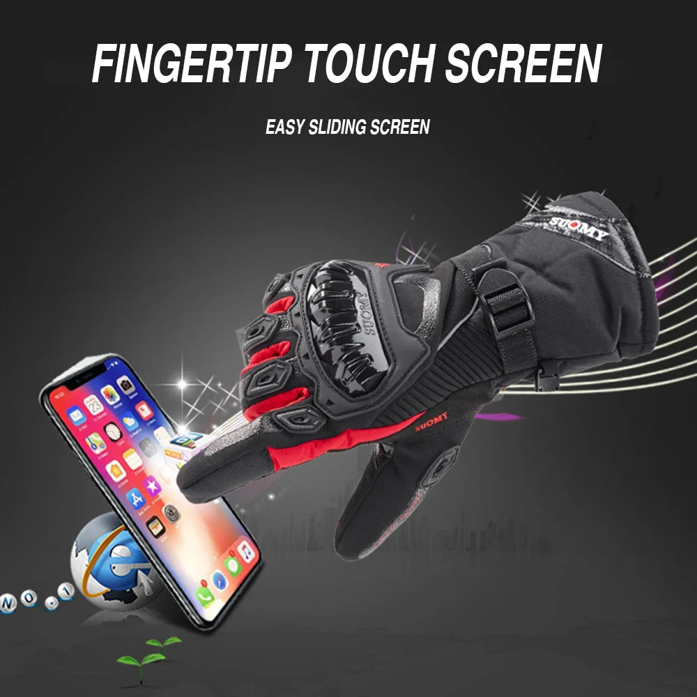 Waterproof Motorcycle Gloves Winter Thickening Touch Screen Full Finger Gloves Protective Anti-fall Non-slip Riding Moto Gloves