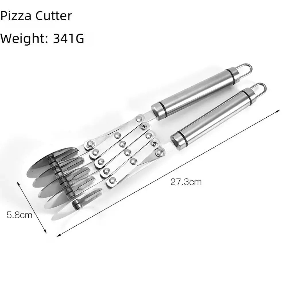 Stainless Steel Pizza Knife Oscillator Multi-Wheel Fried Slice Knife Five-Wheel Pizza Cutter Roller Knife Kitchen Utensils Hot