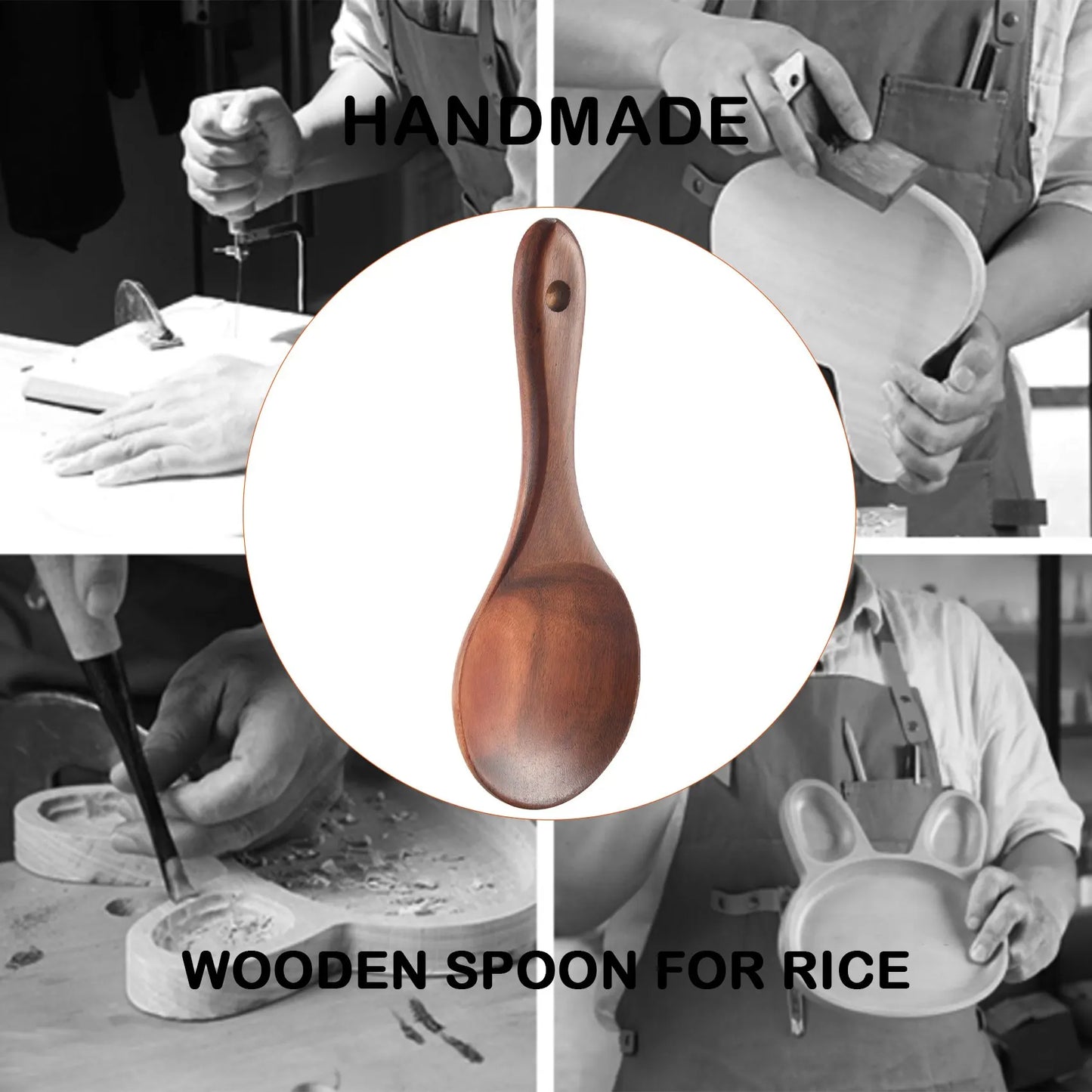 Teak Wood Spoon Natural Solid Wood Rice Spoon Wooden Rice Paddle Big Potato Serving Spoon Wooden Kitchen Utensils