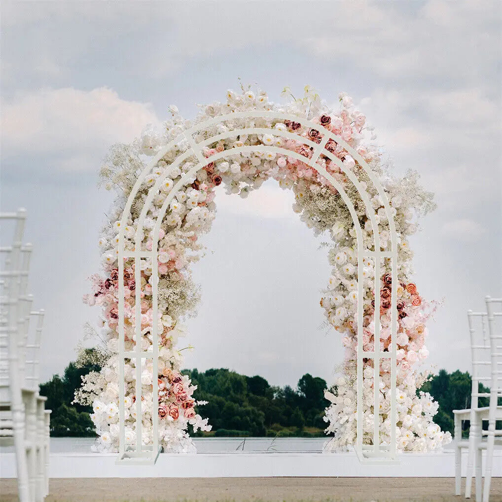 Heavy Strong White Metal Wedding Arch Garden Arbor Frame Floral Backdrop Stand Pergola Stand Indoor Outdoor