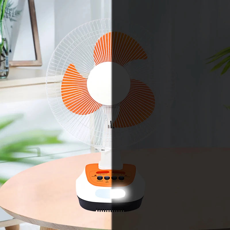 Hot Sale House Outdoor Portable AC DC 12Inch Rechargeable Table Fan With Led Light