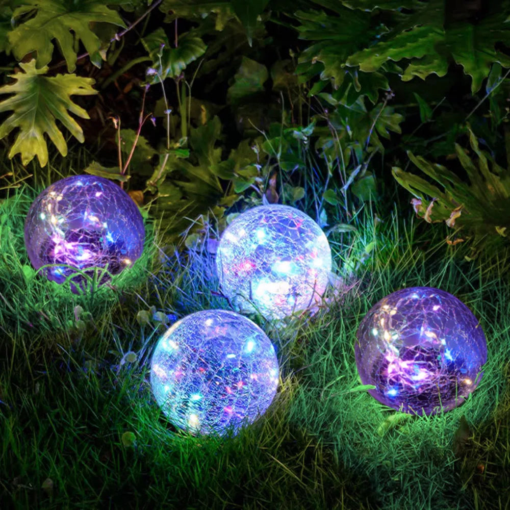 ﻿Solar Globe Lights Outdoor Garden Cracked Glass Ball Solar Lights Outdoor Outside Outdoor Decorations for Patio Yard Lawn Decor