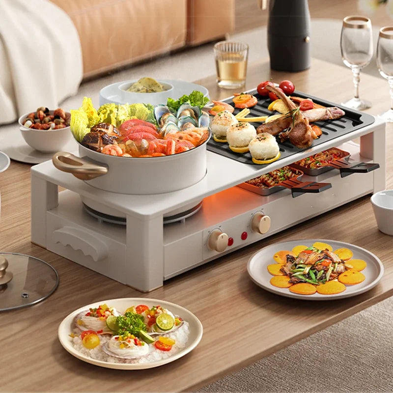 Household Korean Hotpot Barbecue All-in-one Pot Multi-function Barbecue Machine Instant Roasts Smokeless Baking Plate