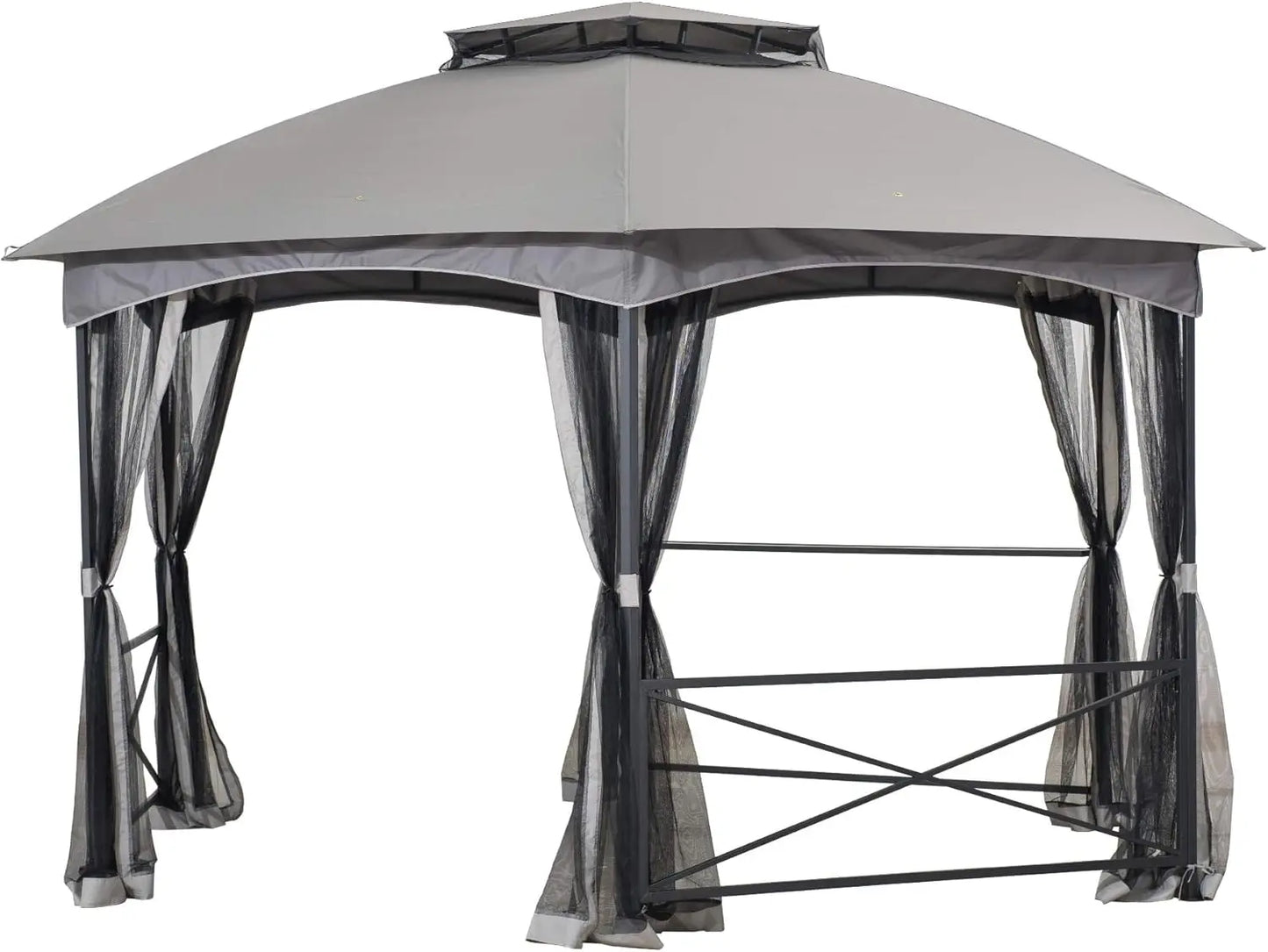 Hexagon Steel Gazebo with 2-Tier Dome Roof Protection & Durable Design Unique & Stylish Design Multiple Scenery Application