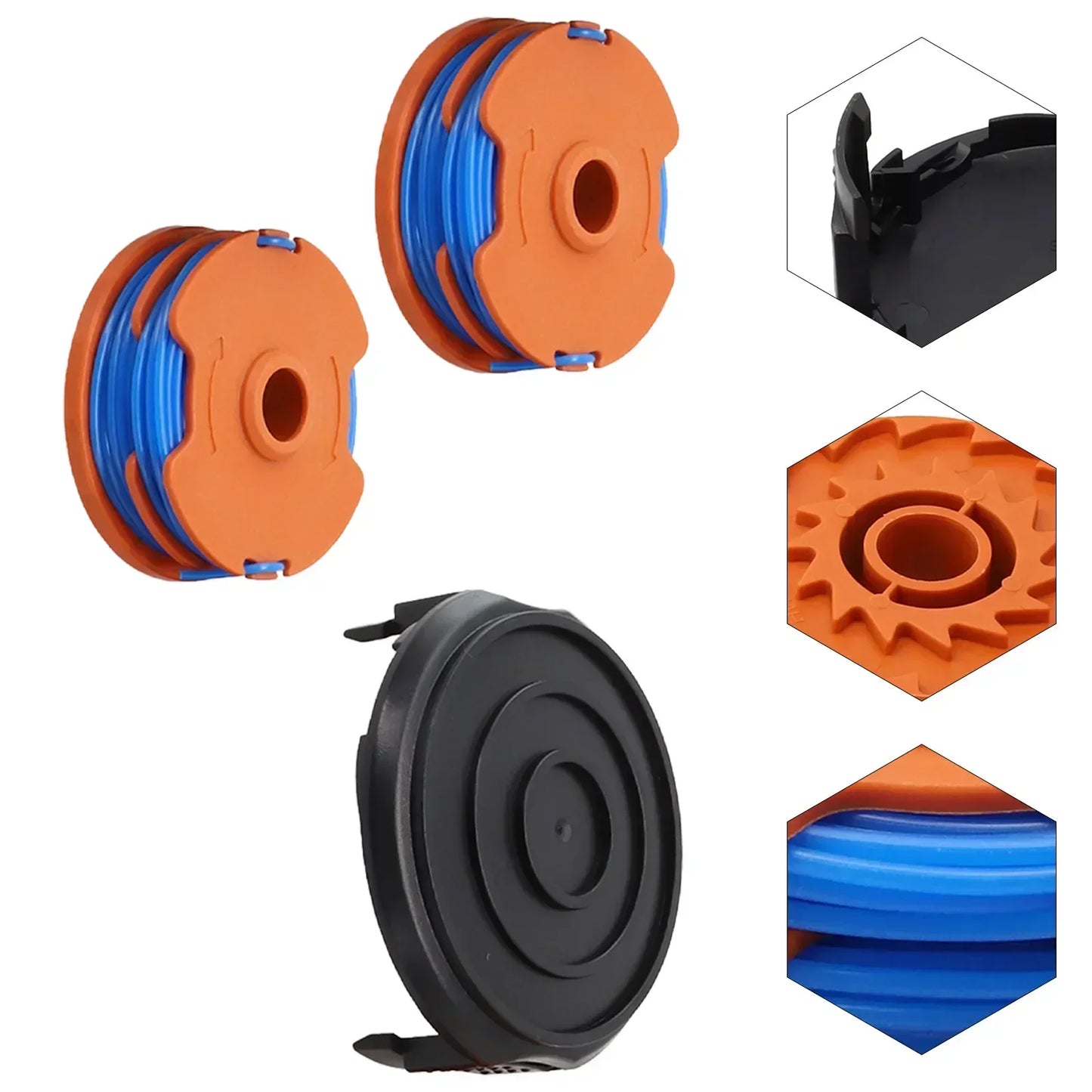 2pcs Spools 1pcs Spool Cap Cover Spool Line For Ozito LTR-529U For Worx WG119E Grass Trimmers Lawn Mower Garden Power Tool