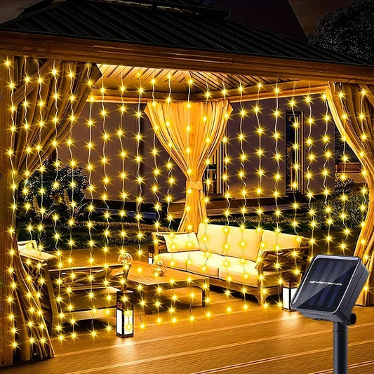 1pc Solar 3x3/3*2/3*1 LED Curtain Bedroom Lights Christmas Garland Fairy Light Festoon Wedding Home Bedroom Decoration Lighting