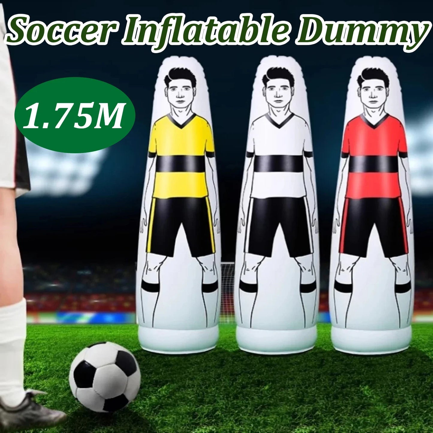 Soccer Inflatable Dummy 175CM Training Dummies Portable Football Practice Equipment Tumbler Mannequin Shield Goalkeeper Defender