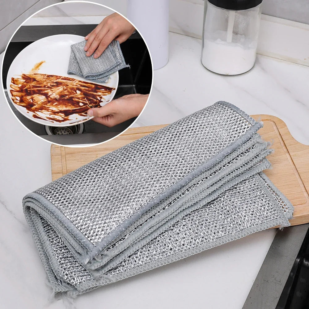 1/20pcs Magic Cleaning Cloth Thickened Double -sided Metal Steel Wire Rags Kitchen Dish Pot Washdishing Cloths Towel Clean Tools