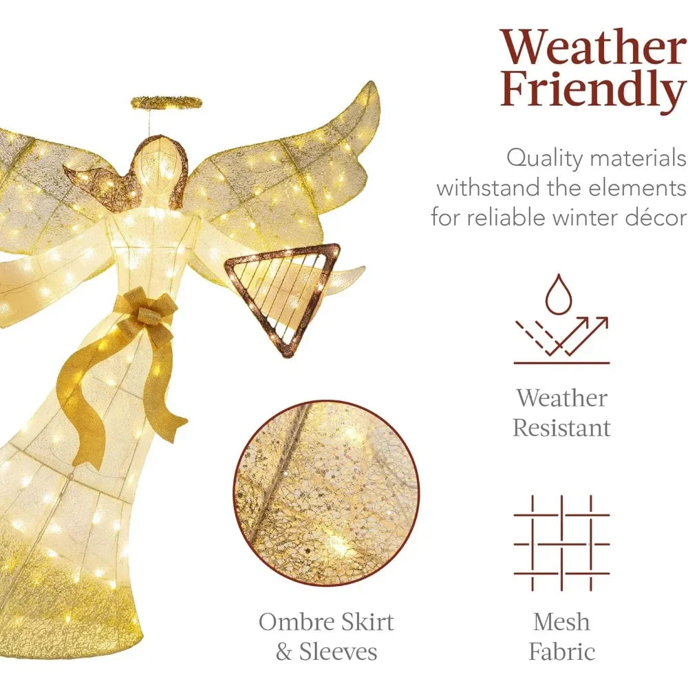 5ft Lighted Outdoor Angel Christmas Decoration, Pre-Lit Winged Holiday Figure