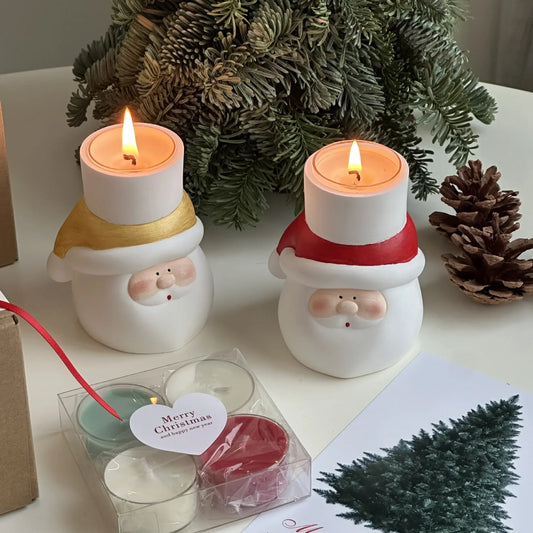 Hot Sale Christmas Decorations Gift Set Aromatherapy Tea Candle Ceramic Soy Wax Scented Candle Set