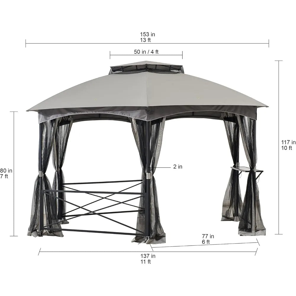 14.7x14.7 Ft. Gazebo with 2-Tier Dome Roof, Outdoor Pavilion