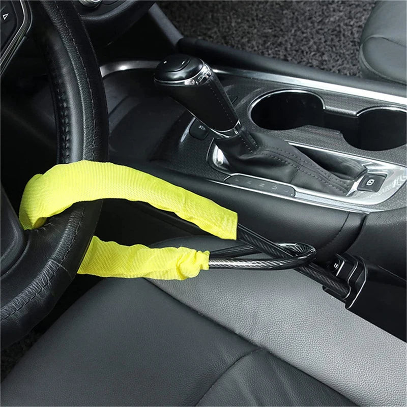 Universal Car Steering Wheel Lock New Universal Security Anti-theft Belt Buckle Lock Rope Lock Car Steel Cable Anti-theft Locks