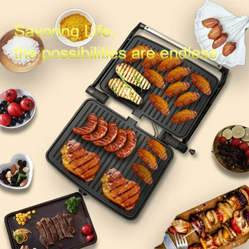 hot selling stainless steel portable bbq steak press contact grill  electric non-stick panini sandwich maker