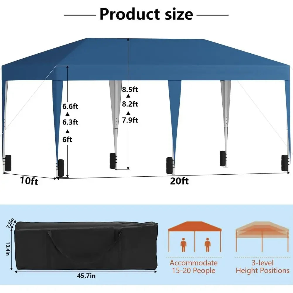 10x20 Pop Up Canopy Tent Waterproof UV Resistant Events Camping Backyard Blue