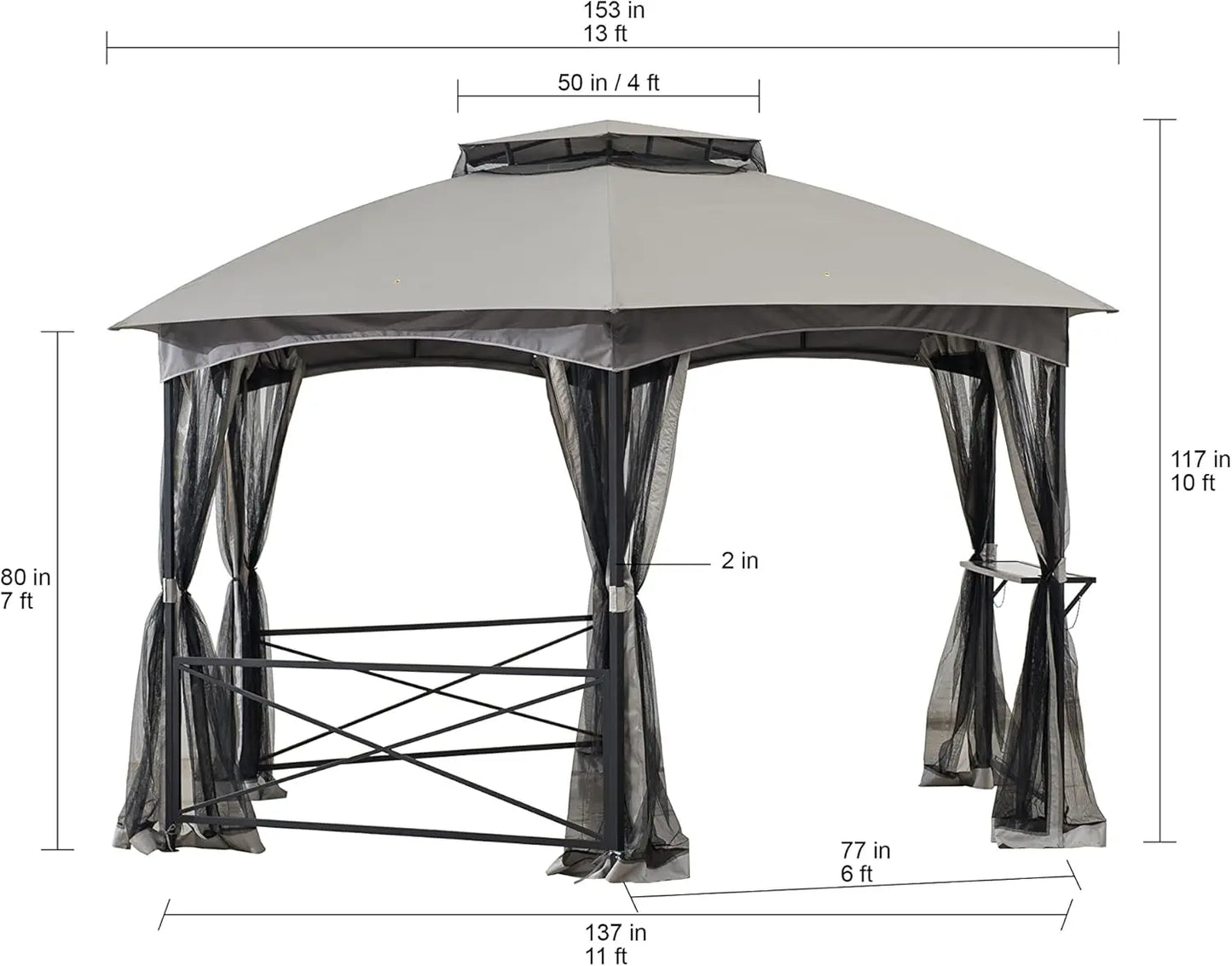 Hexagon Steel Gazebo with 2-Tier Dome Roof Protection & Durable Design Unique & Stylish Design Multiple Scenery Application