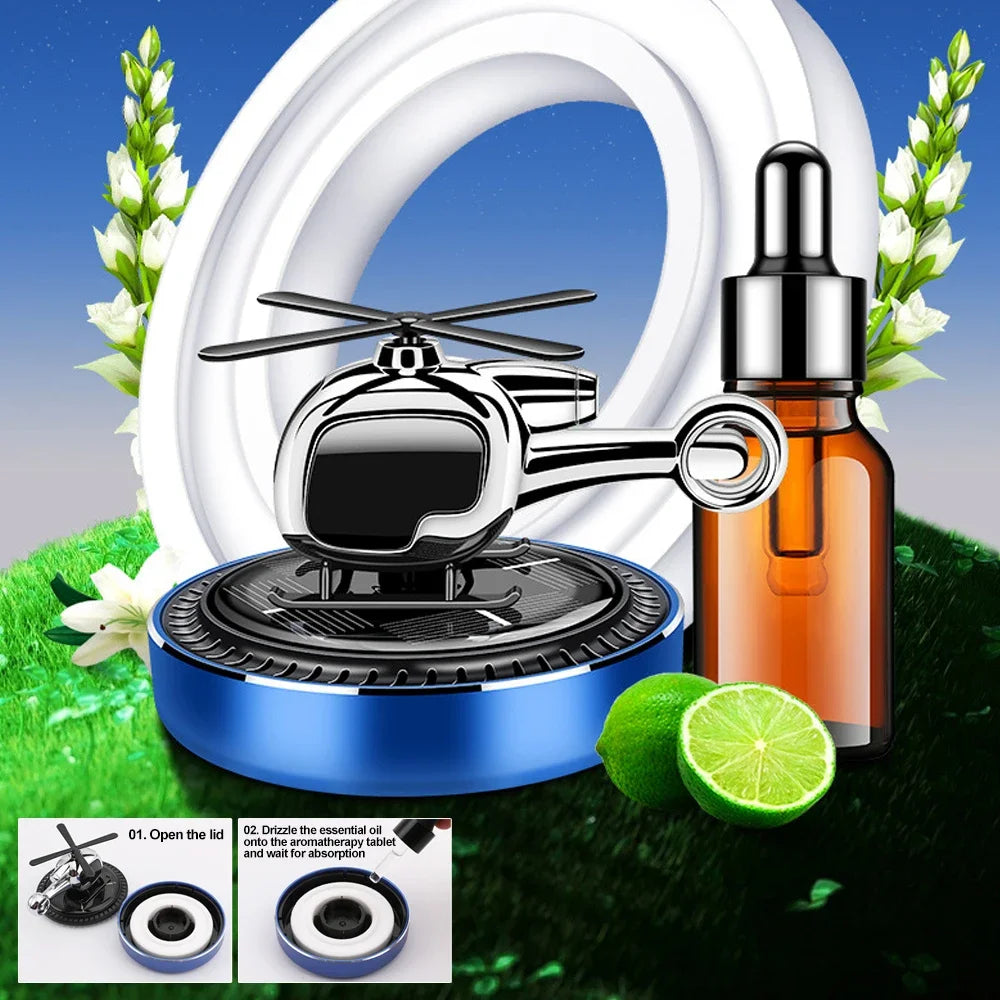 Solar Helicopter Car Air Freshener Interior Accessories Decoration Propeller Rotating Auto Flavoring Perfume Diffuser Supplies