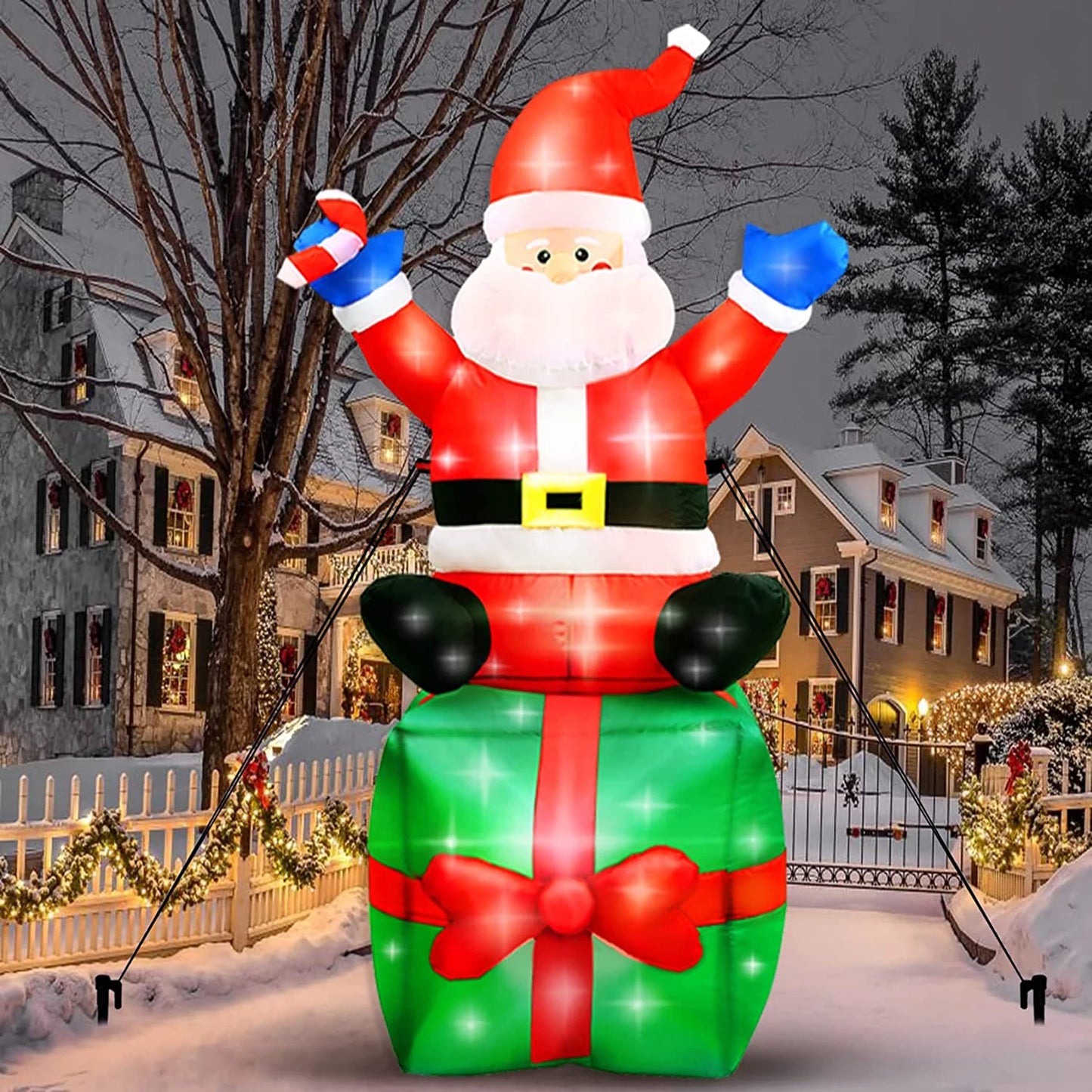 Inflatable Lights Vanthylit Santa Claus with Bright Warm White LED for Outdoor Holiday Yard Lawn