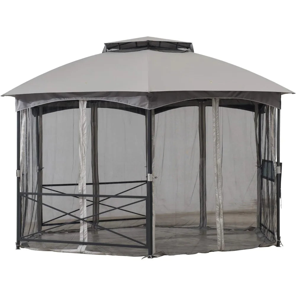 14.7x14.7 Ft. Gazebo with 2-Tier Dome Roof, Outdoor Pavilion