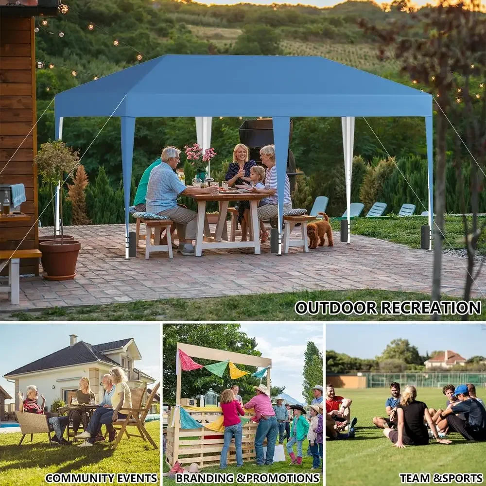 10x20 Pop Up Canopy Tent Waterproof UV Resistant Events Camping Backyard Blue