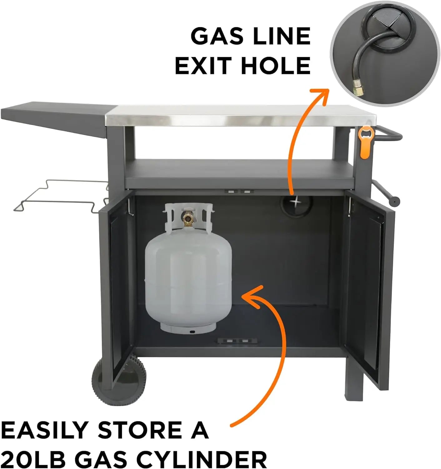 XL Grill Cart Outdoor with Storage - Modular BBQ Cart, Bar Patio Kitchen Island Prep Stand Cabinet