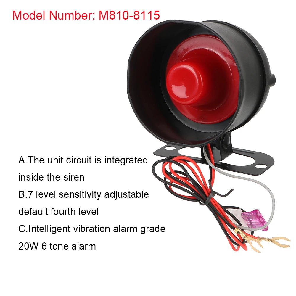 12V Car Accessory Universal Car Part M8115 Car Alarm System One Way Vehicle Burglar Alarm Security Protection & 2 Remote Control