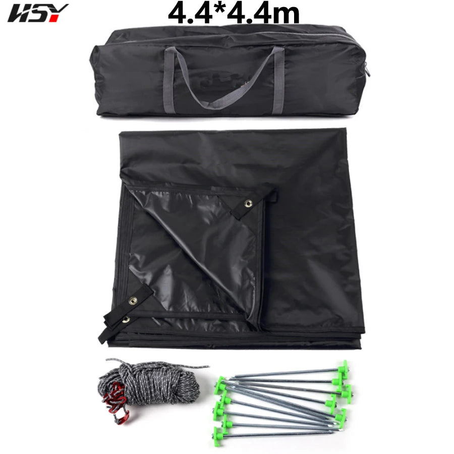 Without Poles! 6x4.4m Black Ultralight Tarp Outdoor Camping Survival Sun Shelter Awning Black Coating Pergola Tent