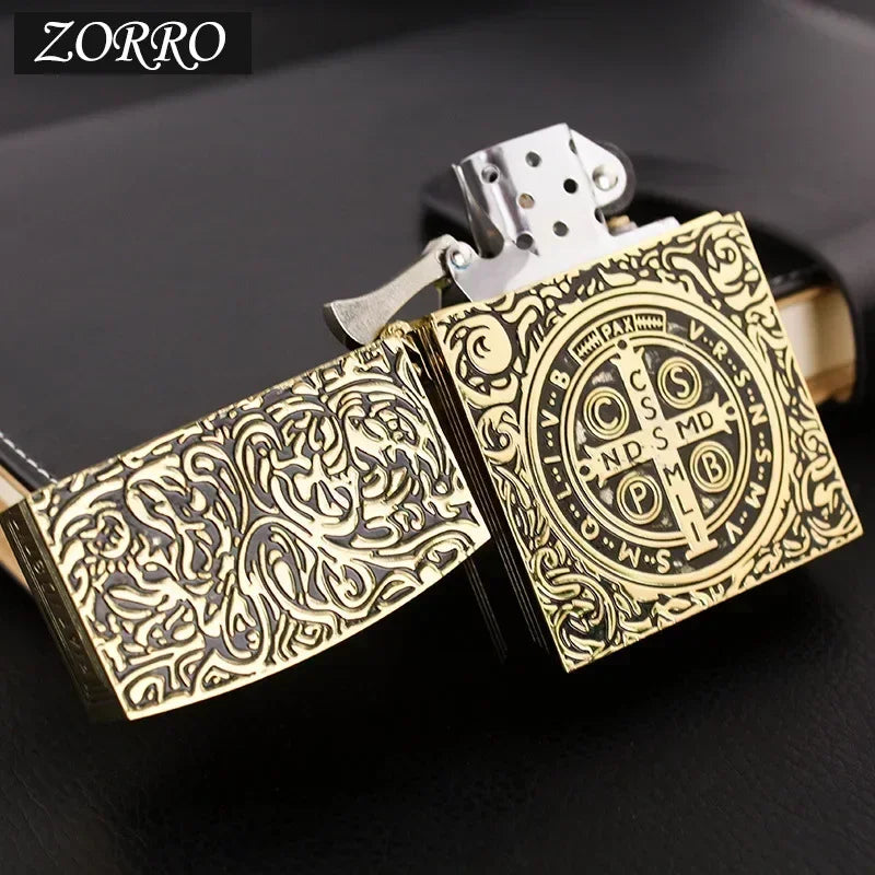 ZORRO Retro High End Waterproof Sealed Armor Constantine Kerosene Lighter Hinge Metal Petrol Lighter Men's Gift For Collection