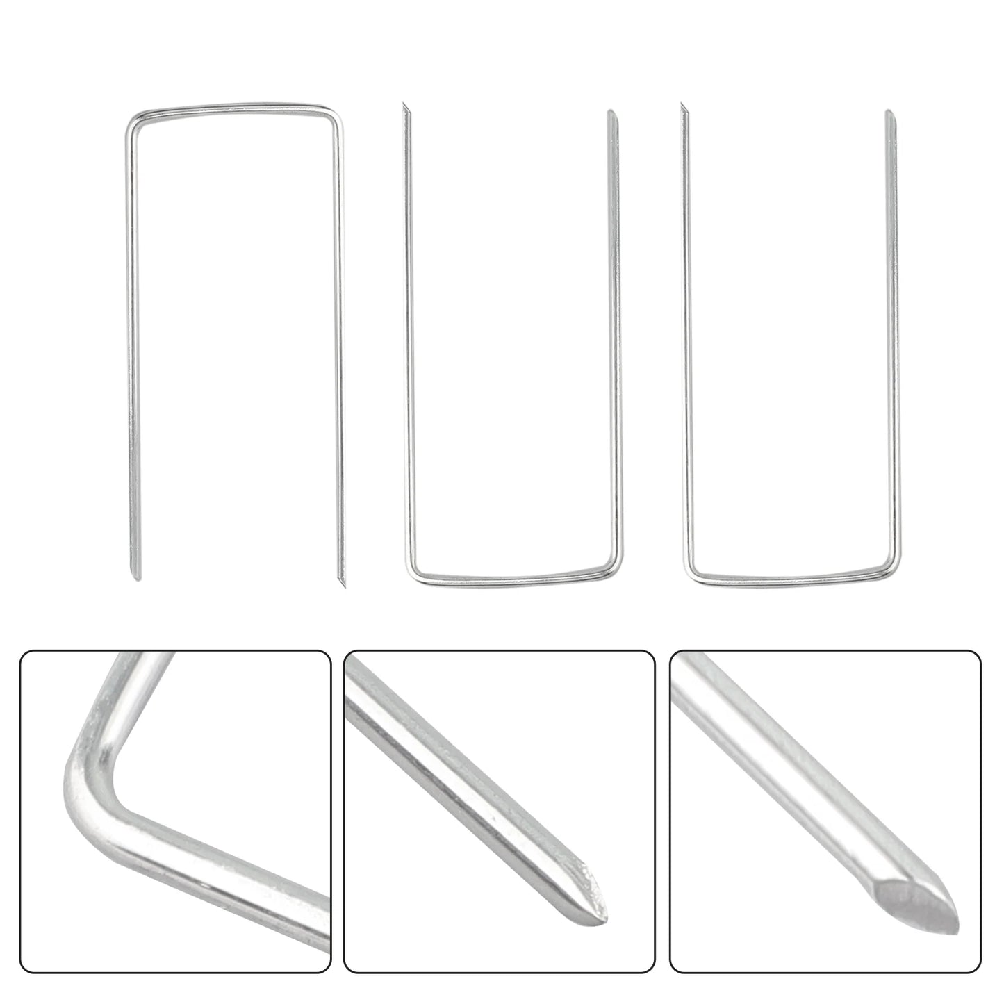 50pcs Galvanised Metal Ground U Tent Pegs Gazebo Camping Tarpaulin Hooks Tarpaulin Fixing Lawn U-Shape Pegs For Garden Lawn