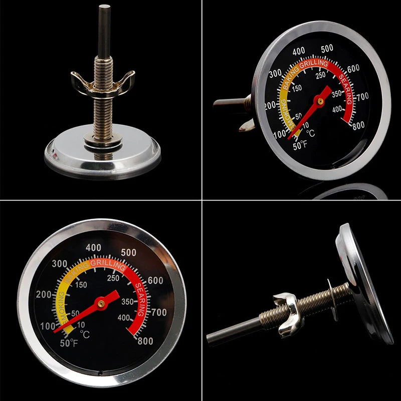 Stainless Steel Barbecue BBQ Smoker Grill Thermometer Temperature Gauge 10-400℃ Drop shipping