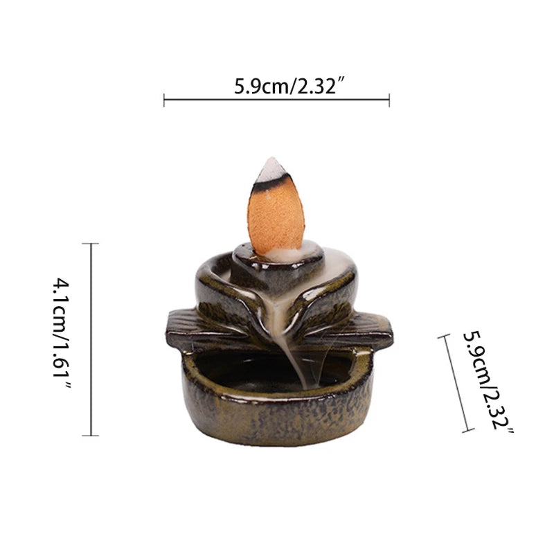 Waterfall Incense for Burner Ceramic Backflow Incense Holder Fountain Backflow Incense Cones for Home Office Decor Housewarming