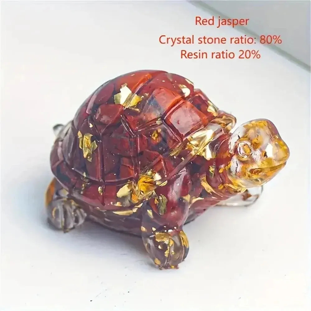 2PC Natural Crystal Gravel Stone Resin Wrapped Small Turtle - Desktop Decoration Home Decoration, Chakra Meditation Healing Gift