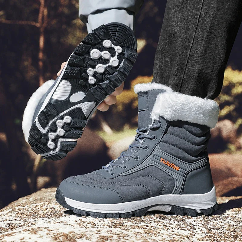 2024 Winter Men Snow Boots Women Sneakers Outdoor Super Warm Hiking Couple Shoe Waterproof  High Top Big Size Unisex Plush Boats