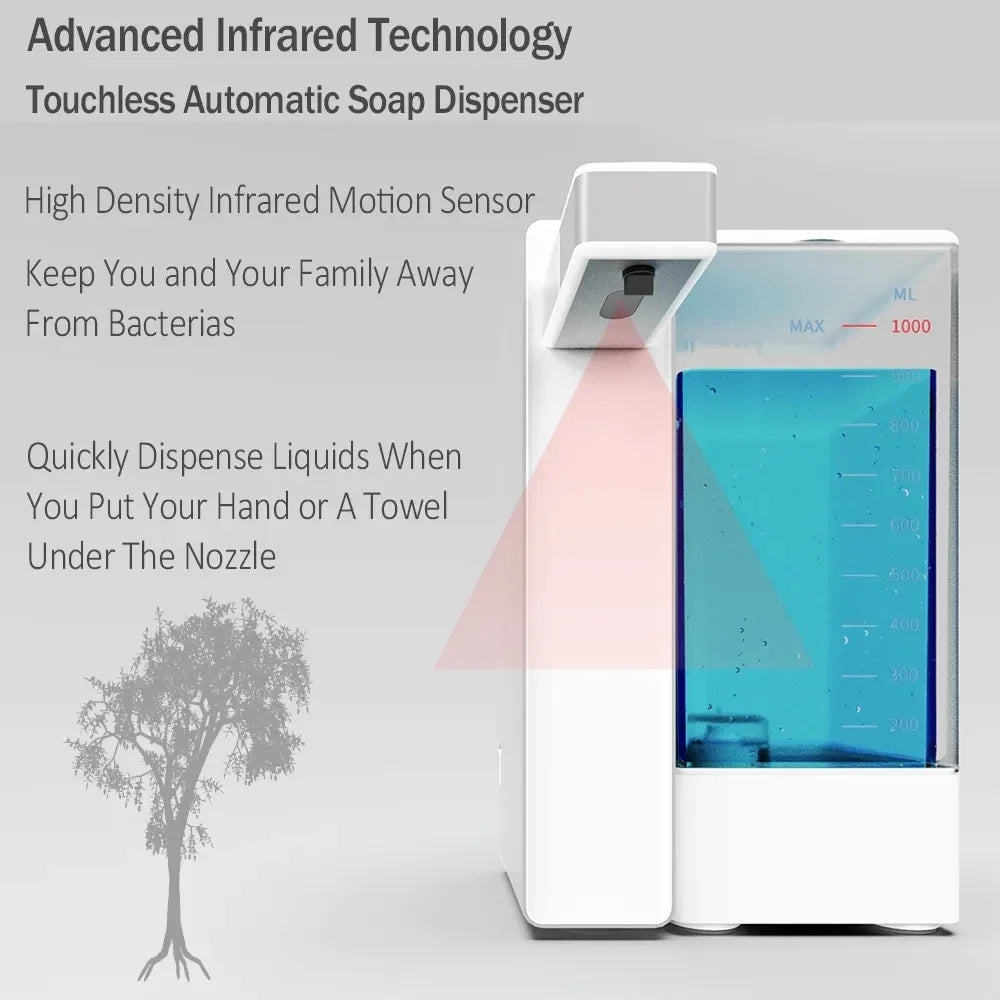 2023 Metal Hand Sanitizer Dispenser 1000ml Automatic Touchless Sensor Liquid Soap Dispenser for Kitchen Bathroom