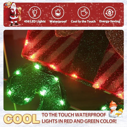 6FT Lighted Outdoor Christmas Decorations, Holiday Merry Christmas Sign with 456 LED Lights, 5-Meter Power Cord, Christma