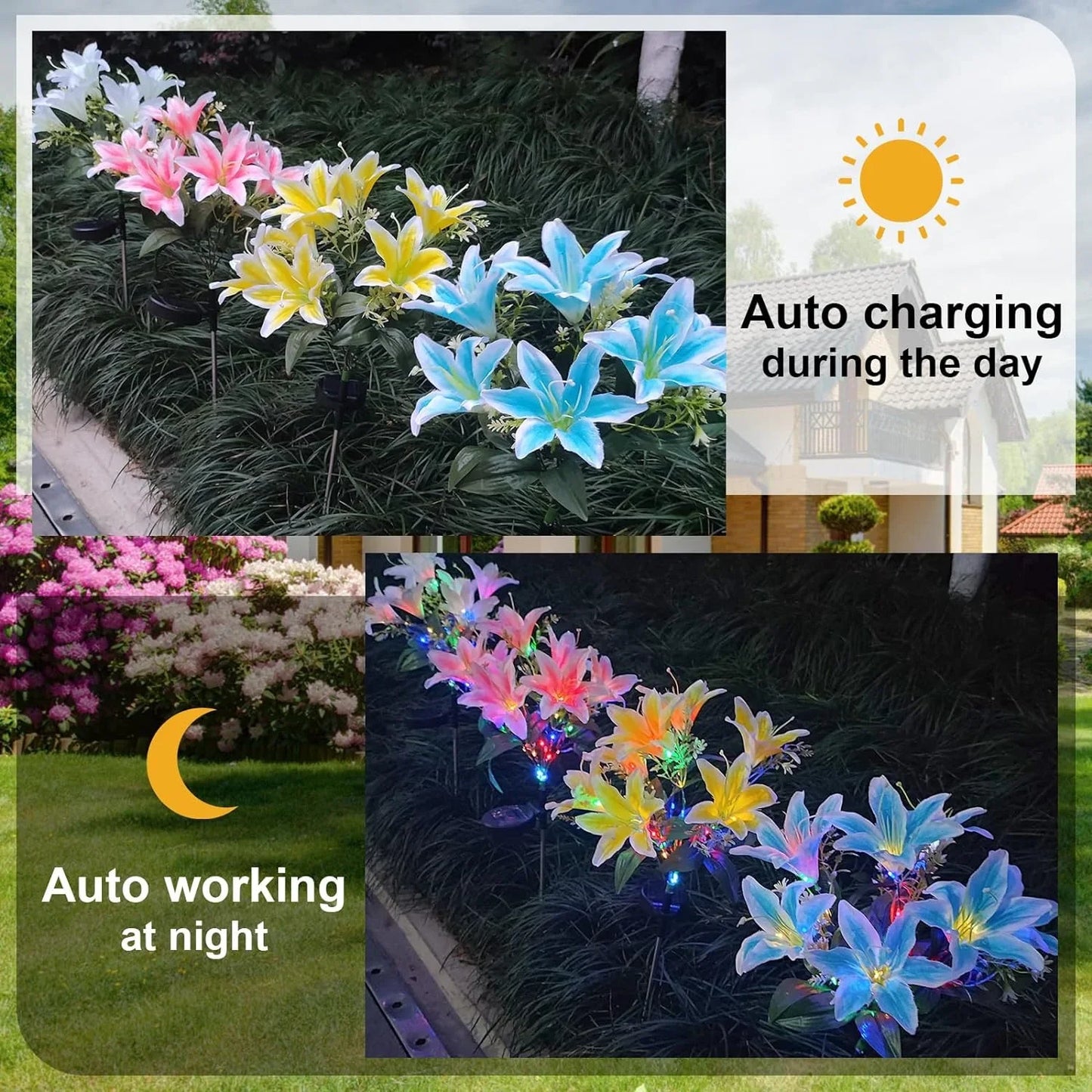 7 Head Orchid Flower Solar Lights Outdoor Waterproof Landscape Decor Lamp for Garden Yard Pathway Porch Lawn Backyard Decoration