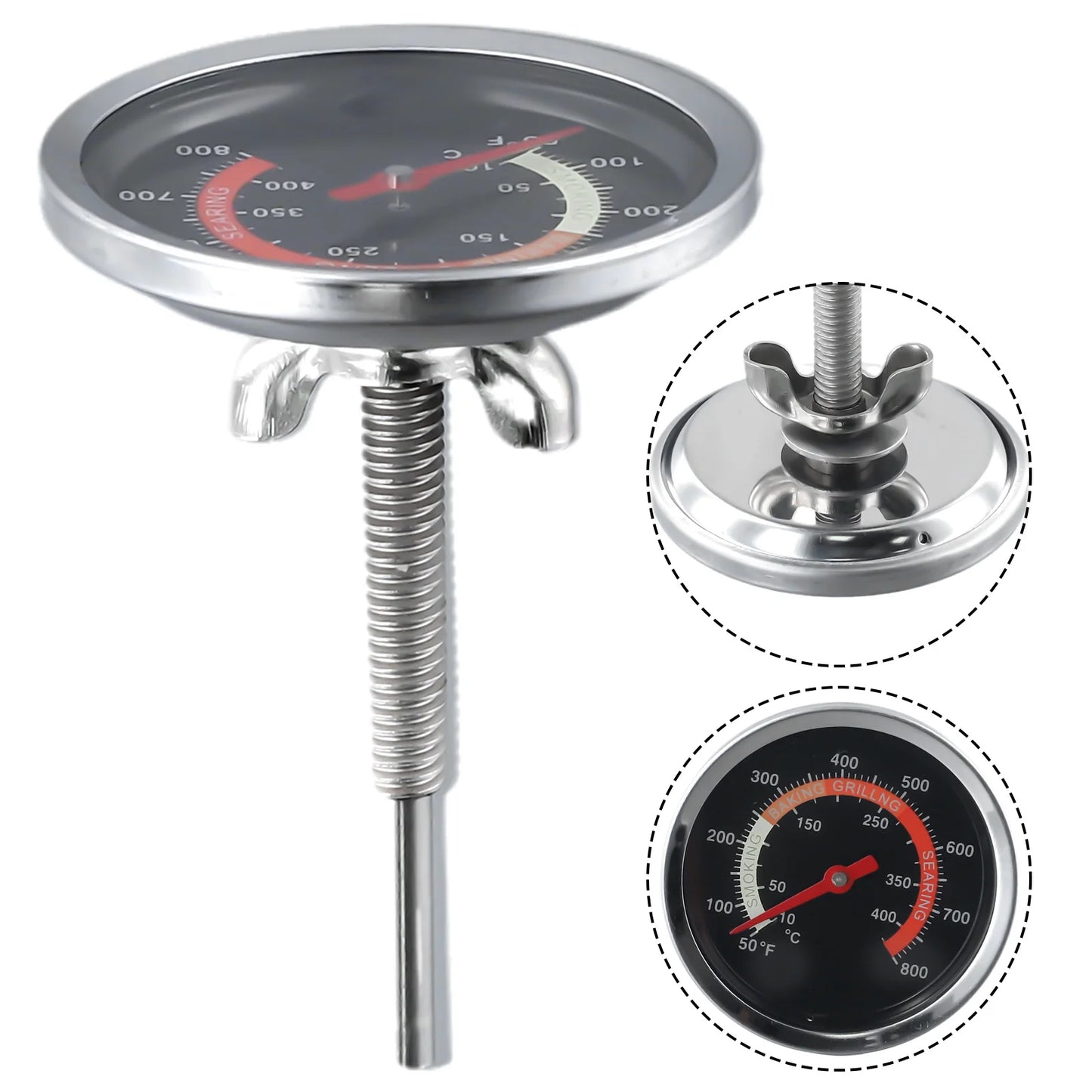 High Quality Brand New Thermometer Temp Gauge Temperature 10~400℃ 50℉~800 ℉ Accessories Barbecue M10 Screw Oven