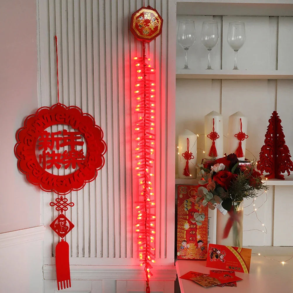 92 LED 1.35m Electronic Firecracker Lamp with Sound LED String Light for Chinese New Year Decoration 2022 Tiger Year Home Decor