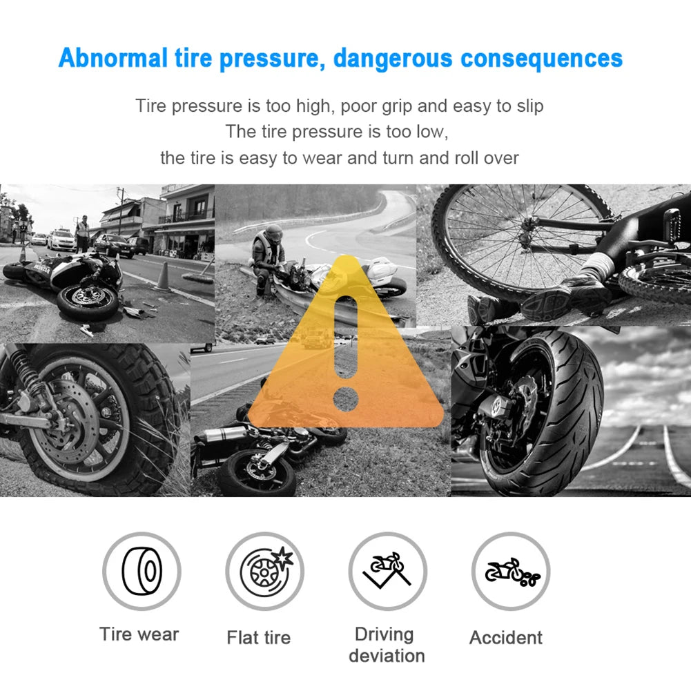 Solar Power Tyre Temperature Alarm System IP67 Waterproof Motorcycle Tire Pressure Sensor LCD Display Motorbike TPMS Tire Sensor