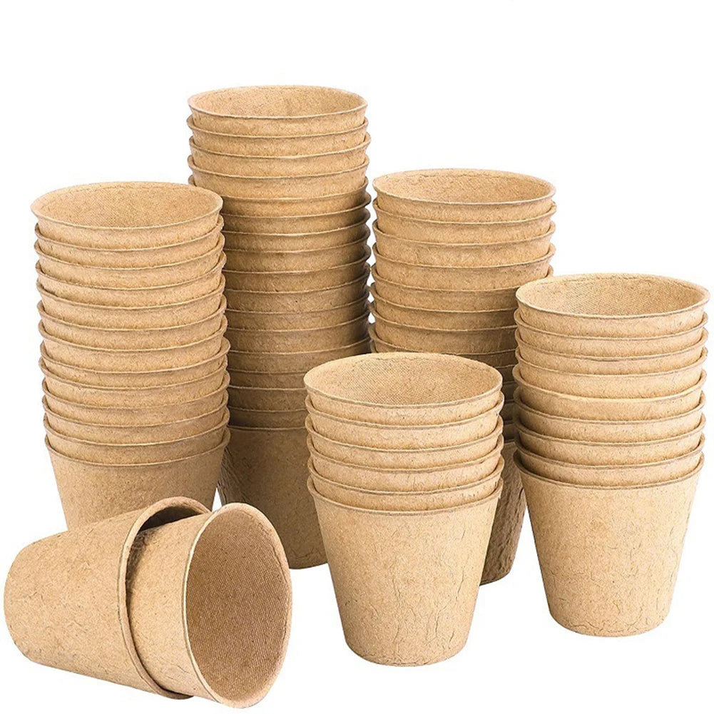 50PCS Degradable Germinate Nursery Pots Paper Pulp Cup For Garden Orchard Plants Flower Herbs Cultivation