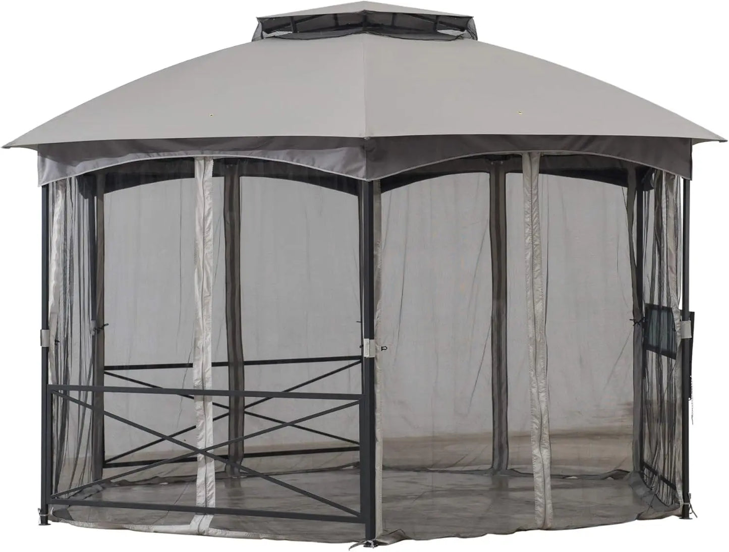 Hexagon Steel Gazebo with 2-Tier Dome Roof Protection & Durable Design Unique & Stylish Design Multiple Scenery Application