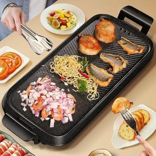 Korean Style Electric Barbecue Grill - Multifunction Grill Pan & Grilled Shabu-Shabu Pot Combo horno sobremesa